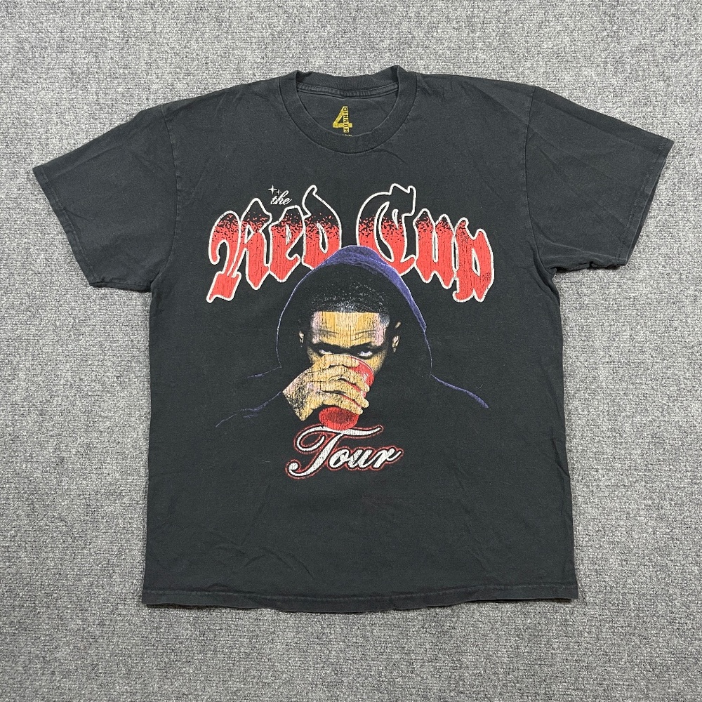 4Hunnid T Shirt Red Cup 2023 Concert Tour Faded Tee Hip-hop Large 0179